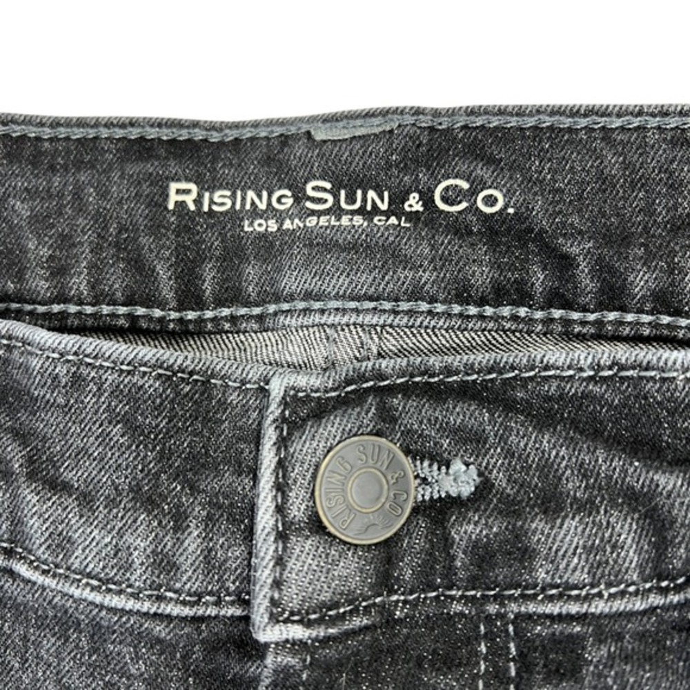 RISING SUN & CO Slim Straight Jeans Mens 38x32 Black Rinse Grunge Stretch Denim - Picture 9 of 15